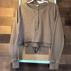 Intimately Free People Cropped Henley Top